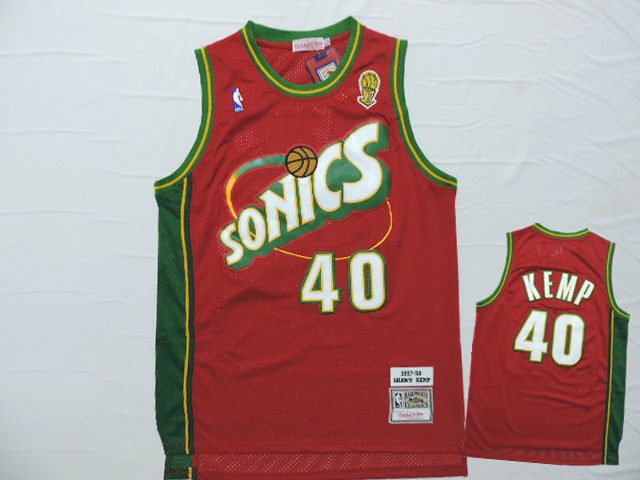 Supersonics 40 Shawn Kemp Red Hardwood Classics Jersey
