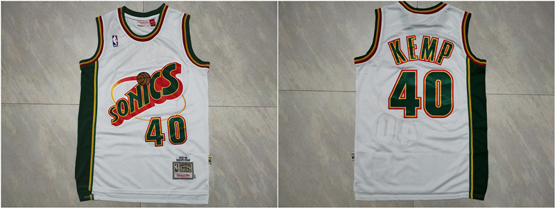Supersonics 40 Shawn Kemp White 1995-96 Hardwood Classics Jersey