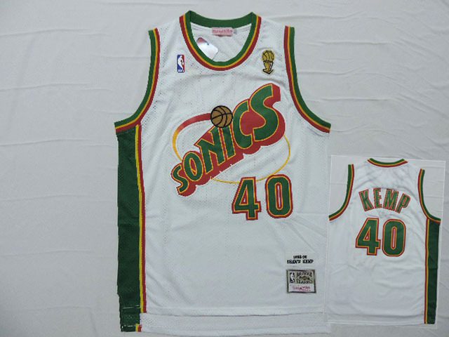 Supersonics 40 Shawn Kemp White Hardwood Classics Jersey