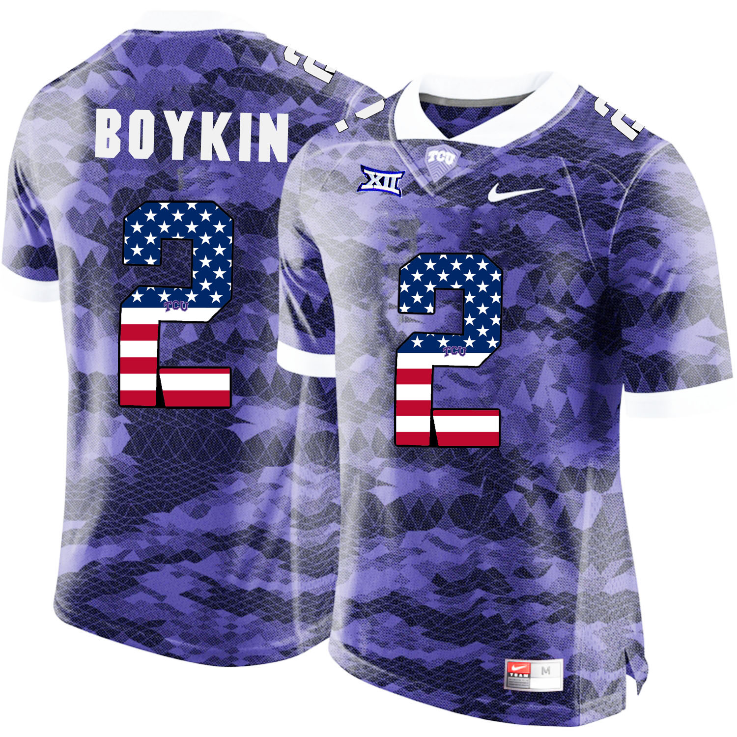 TCU Horned Frogs 2 Trevone Boykin Purple USA Flag College Football Jersey