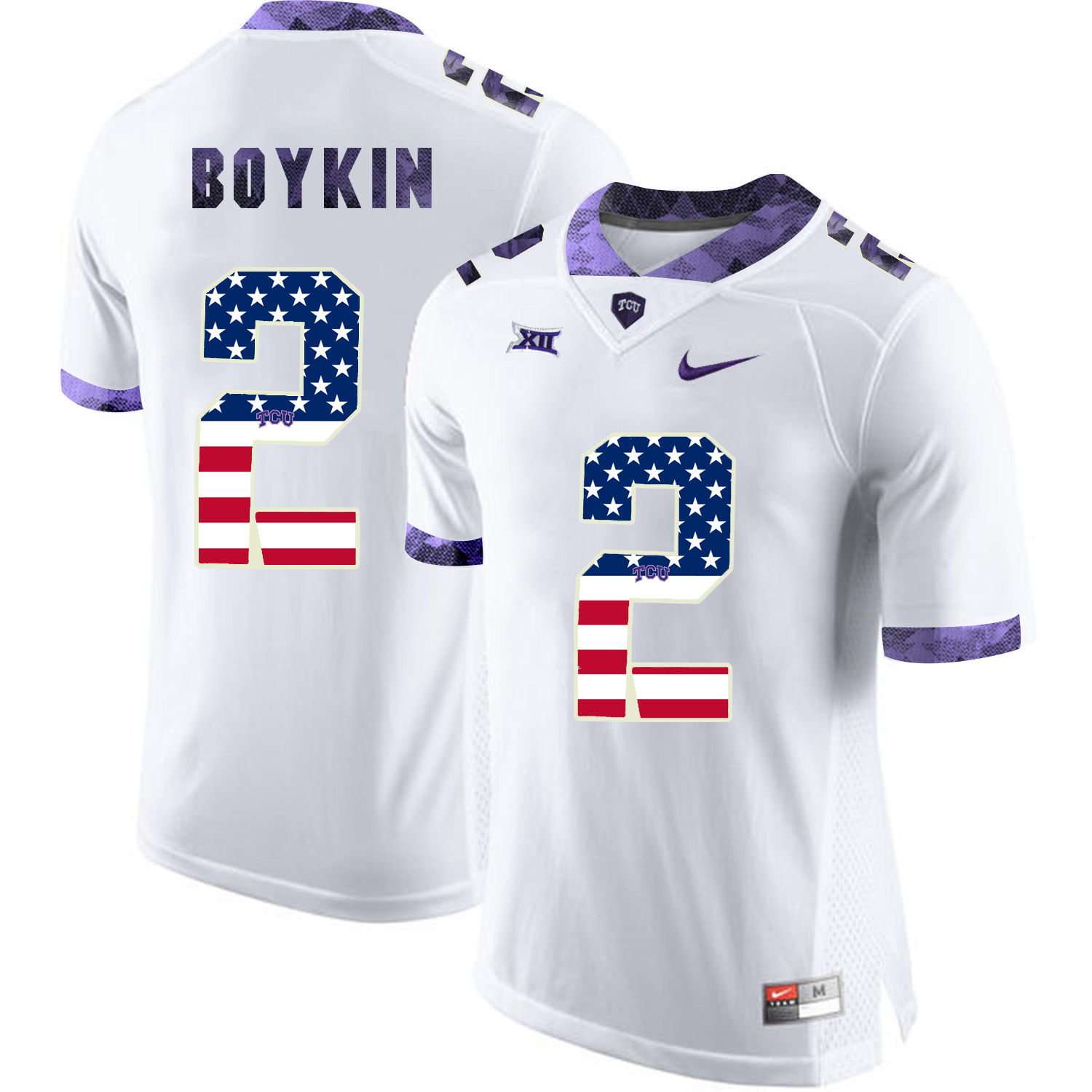 TCU Horned Frogs 2 Trevone Boykin White USA Flag College Football Jersey