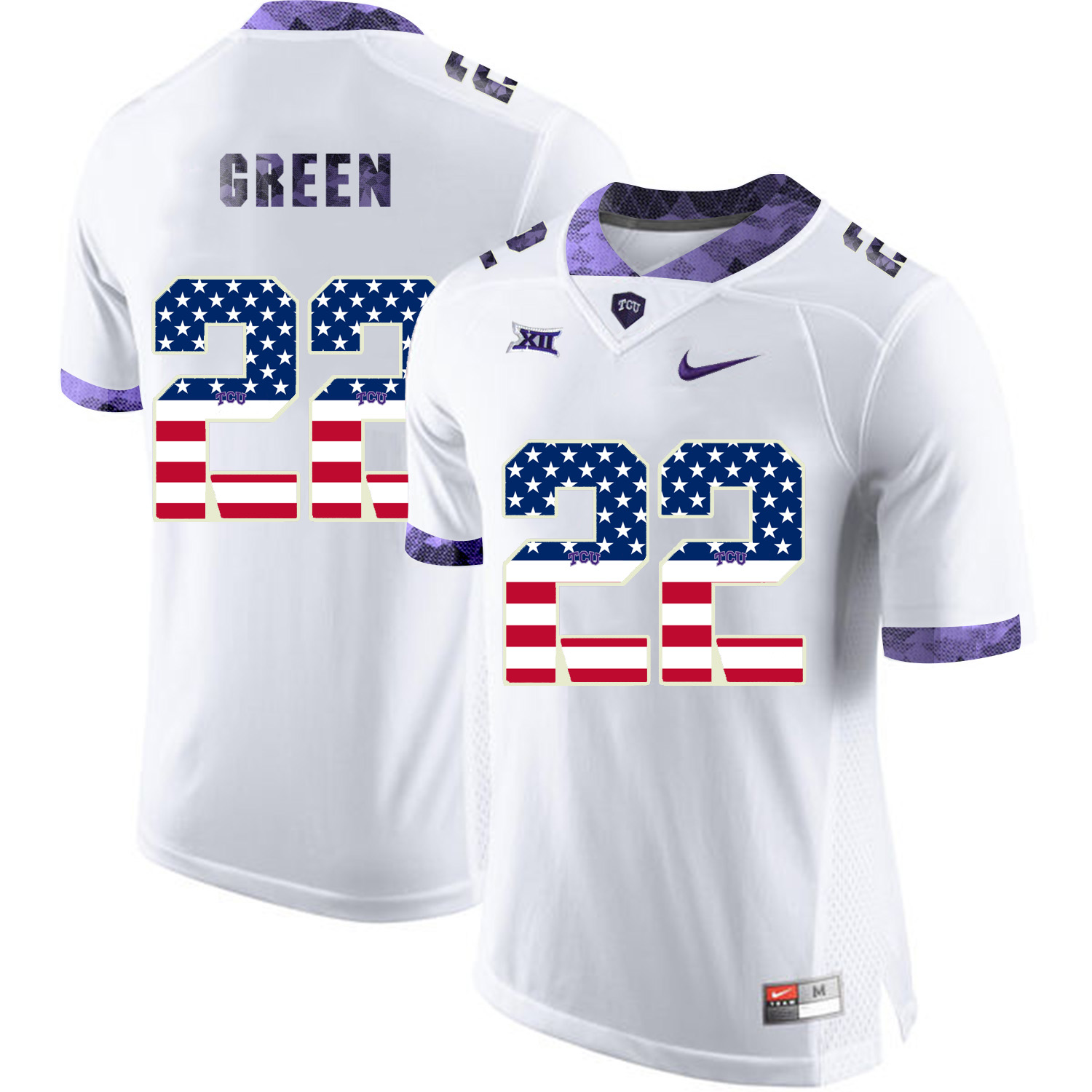 TCU Horned Frogs 22 Aaron White USA Flag College Football Jersey