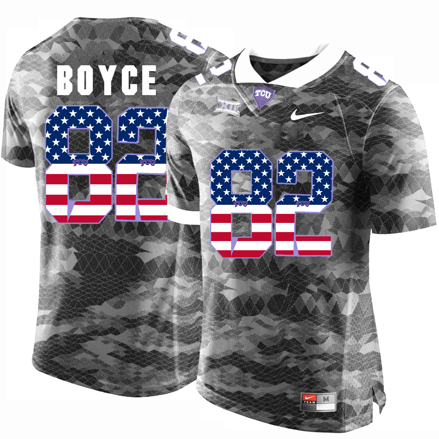 TCU Horned Frogs 82 Josh Boyce Gray USA Flag College Football Jersey
