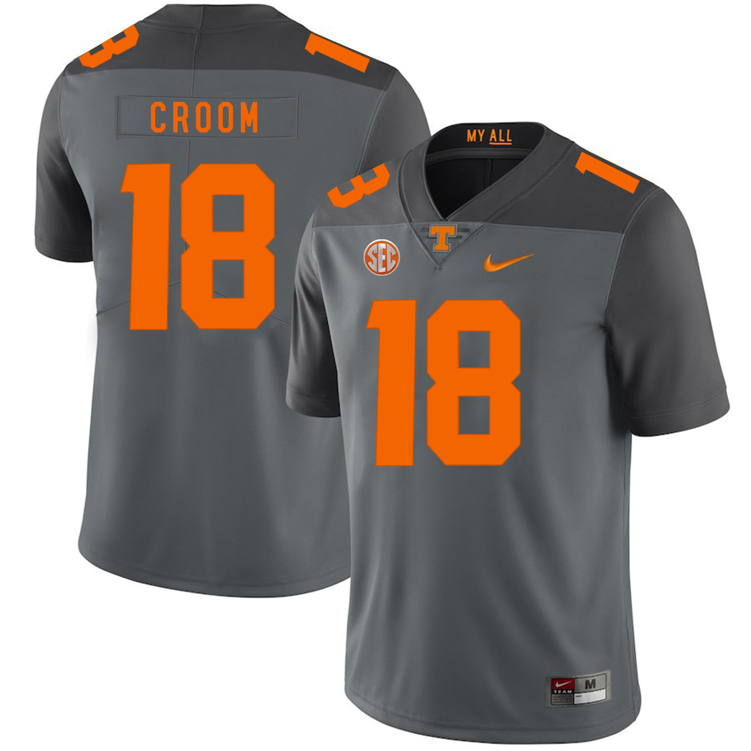 Tennessee Volunteers 18 Jason Croom Gray Nike College Football Jersey