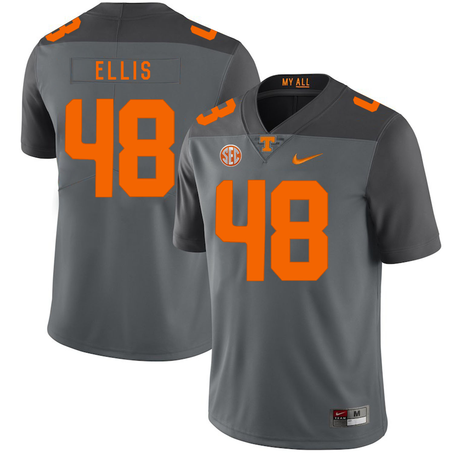 Tennessee Volunteers 48 Alex Ellis Gray Nike College Football Jersey