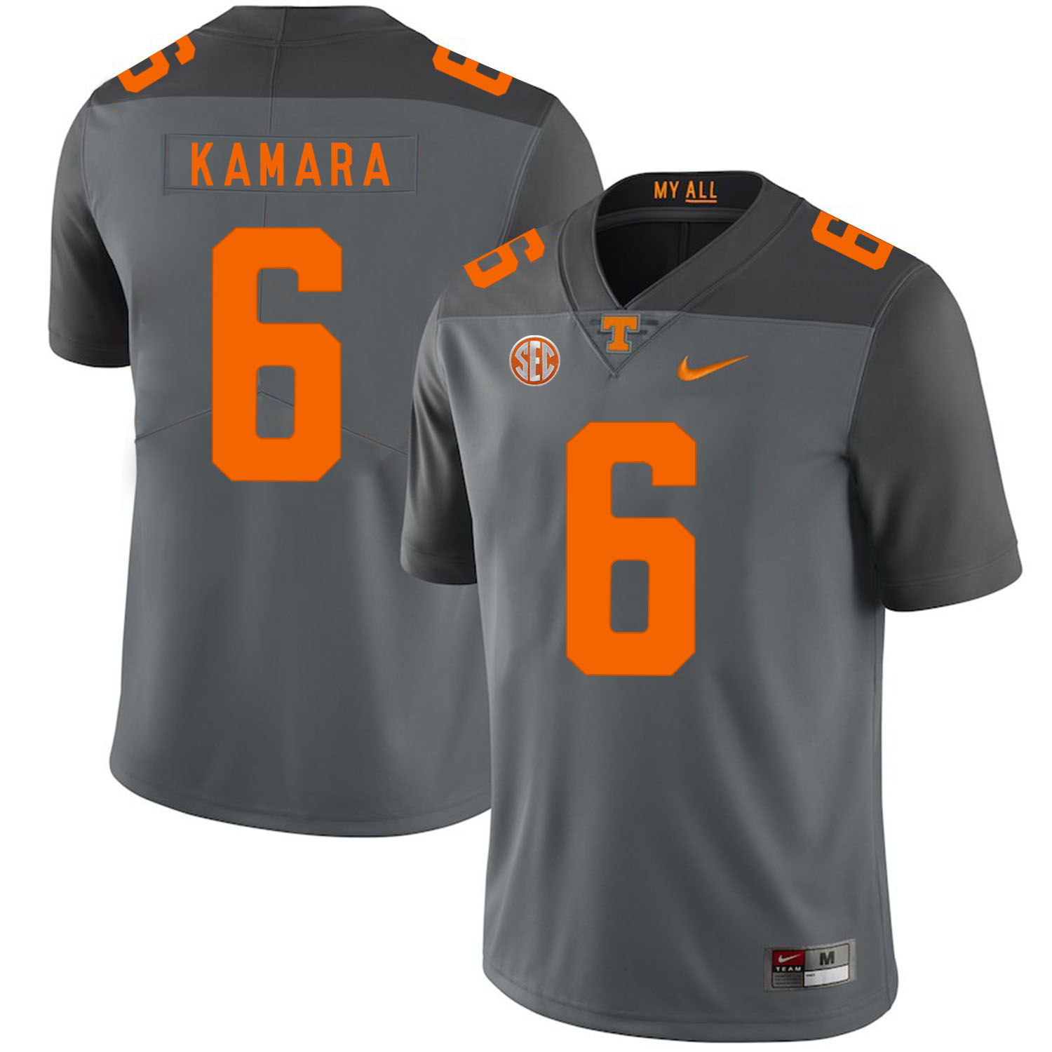 Tennessee Volunteers 6 Alvin Kamara Gray Nike College Football Jersey