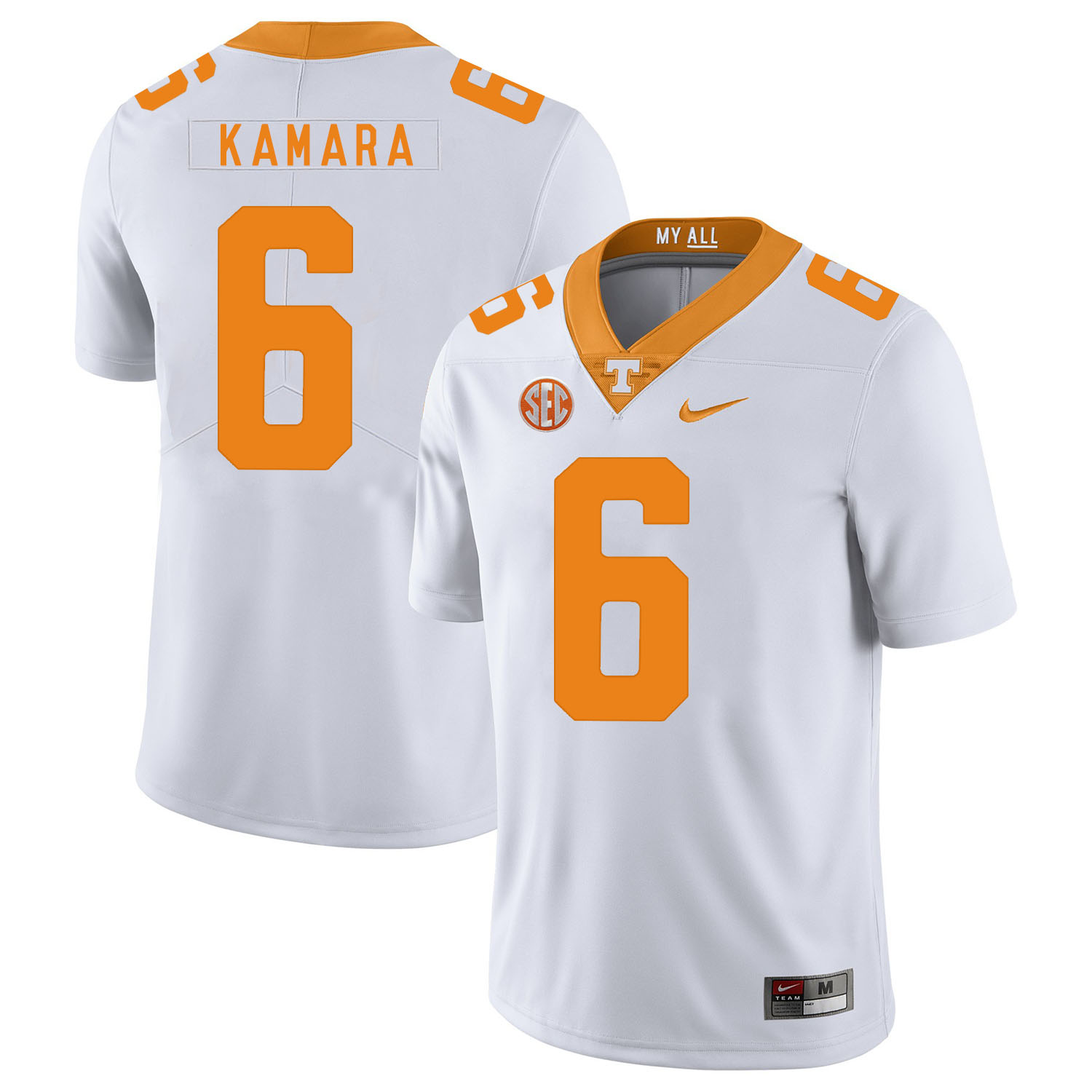 Tennessee Volunteers 6 Alvin Kamara White Nike College Football Jersey