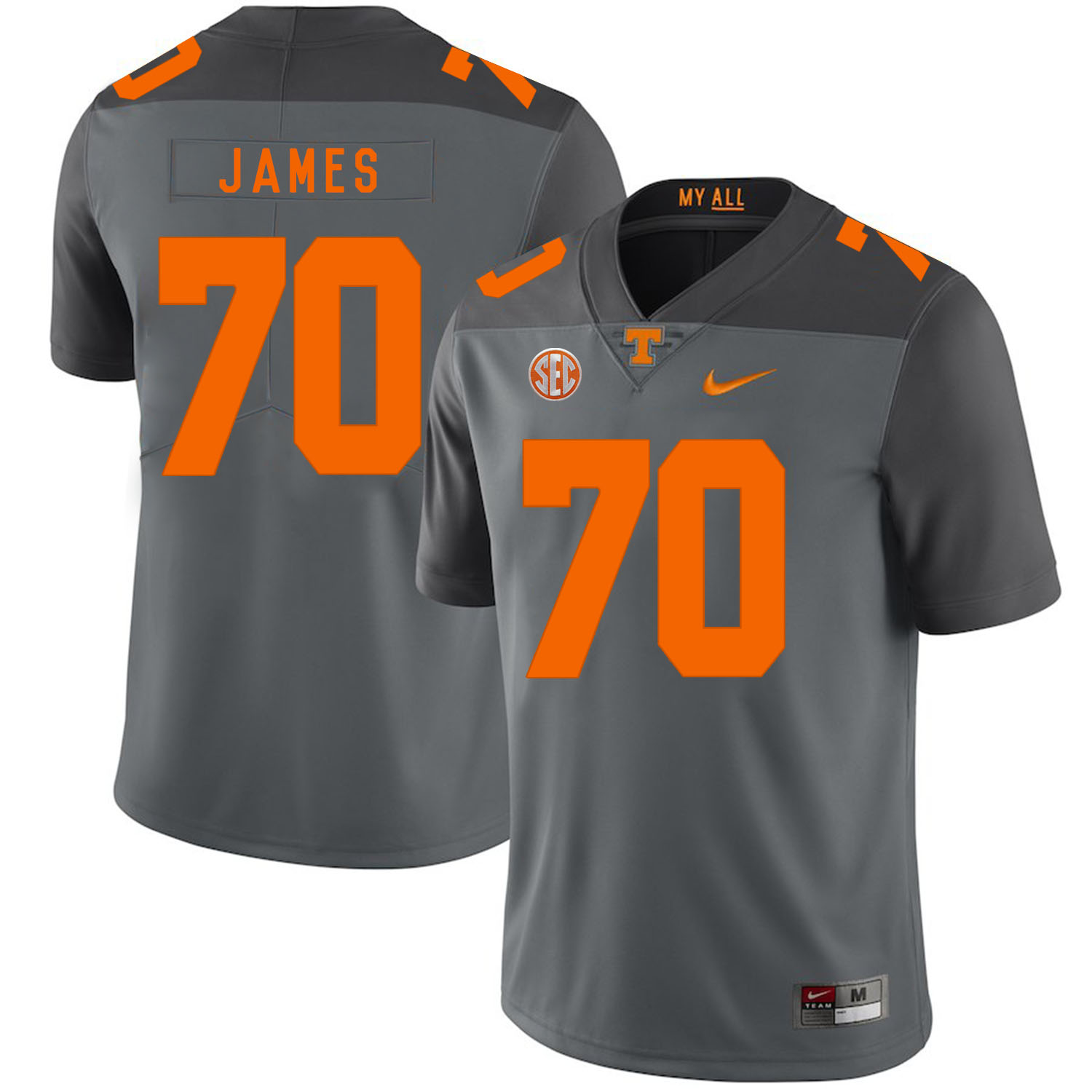 Tennessee Volunteers 70 Ja'Wuan James Gray Nike College Football Jersey