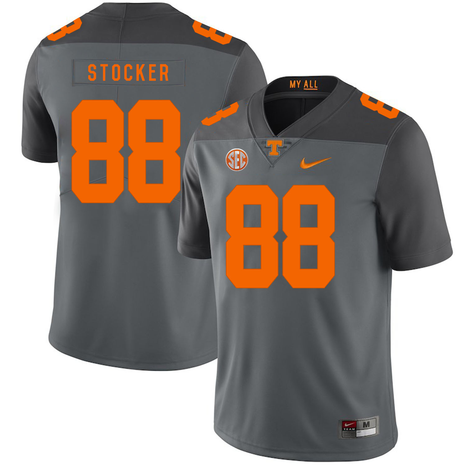 Tennessee Volunteers 88 Luke Stocker Gray Nike College Football Jersey