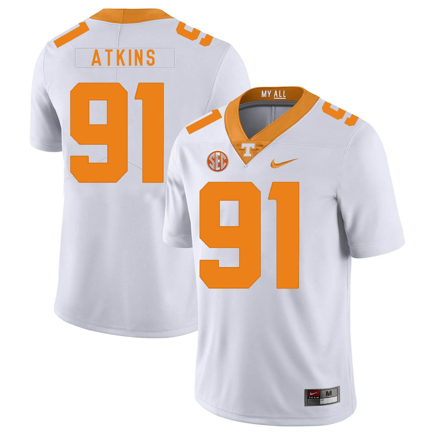 Tennessee Volunteers 91 Doug Atkins White Nike College Football Jersey