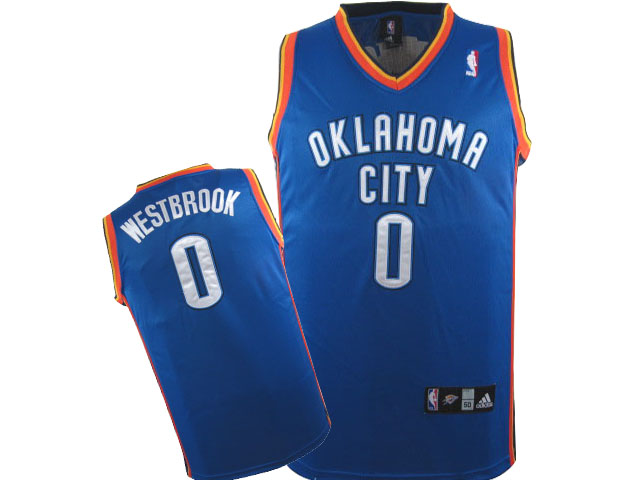 Thunder 0 Russell Westbrook Blue Swingman Jersey