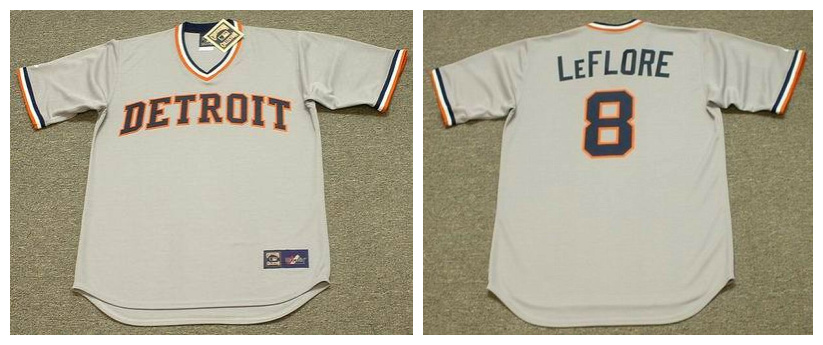 Tigers 8 Ron Leflore Gray 1976'S Throwback Cool Base Jersey