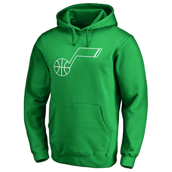 Utah Jazz Fanatics Branded Kelly Green St. Patrick's Day White Logo Pullover Hoodie