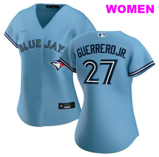 WOMEN'S TORONTO BLUE JAYS #27 VLADIMIR GUERRERO JR.LIGHT BLUE JERSEY .