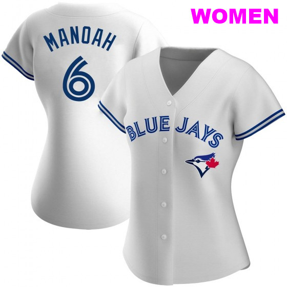 WOMEN'S TORONTO BLUE JAYS #6 ALEK MANOAH WHITE HOME JERSEY