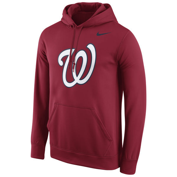 Washington Nationals Burgundy Team Color Primary Logo Men's Pullover Hoodie