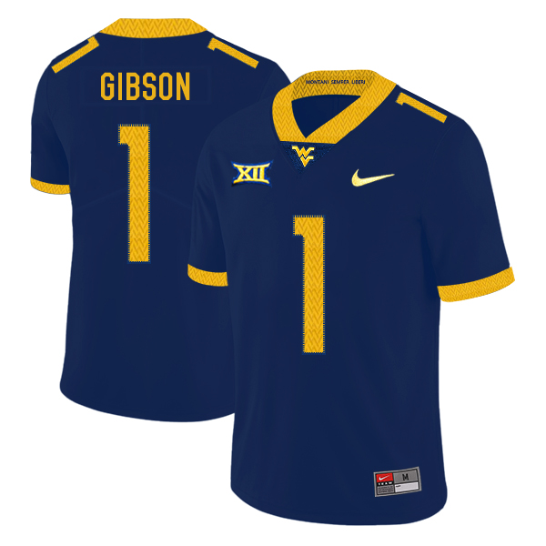 West Virginia Mountaineers 1 Shelton Gibson Navy College Football Jersey