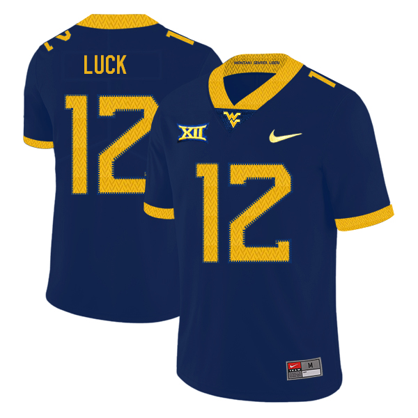 West Virginia Mountaineers 12 Oliver Luck Navy College Football Jersey