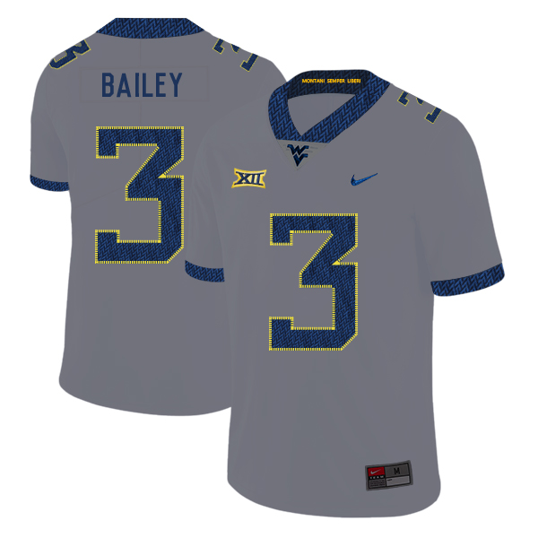 West Virginia Mountaineers 3 Stedman Bailey Gray College Football Jersey