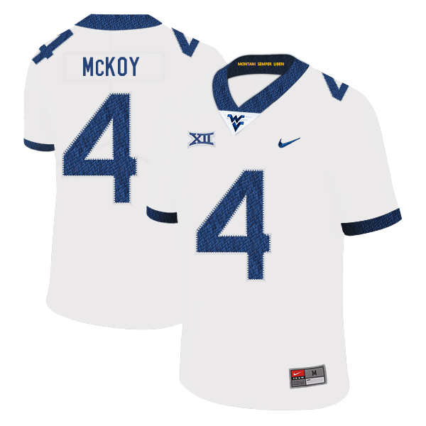 West Virginia Mountaineers 4 Kennedy McKoy White College Football Jersey