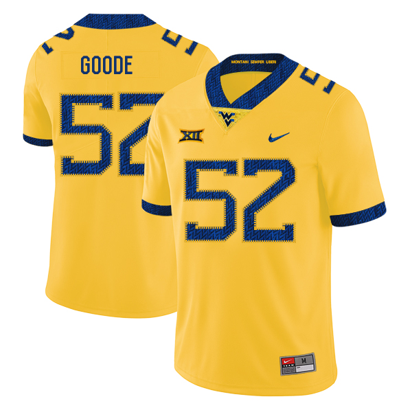 West Virginia Mountaineers 52 Najee Goode Yellow College Football Jersey