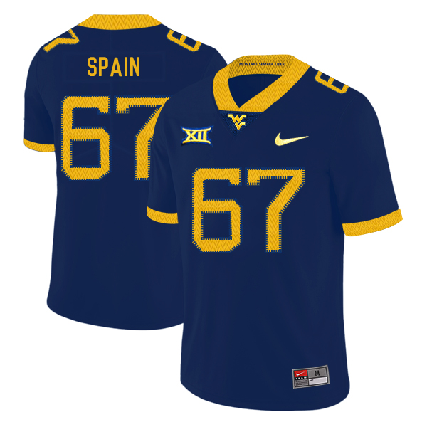 West Virginia Mountaineers 67 Quinton Spain Navy College Football Jersey