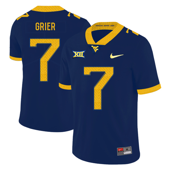 West Virginia Mountaineers 7 Will Grier Navy College Football Jersey