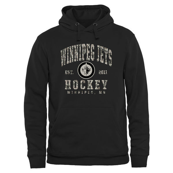 Winnipeg Jets Black Camo Logo Men's Pullover Hoodie