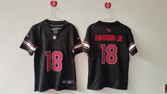 Women's Arizona Cardinals #18 Marvin Harrison Jr Black 2024 F.U.S.E Stitched Jersey(Run Small)