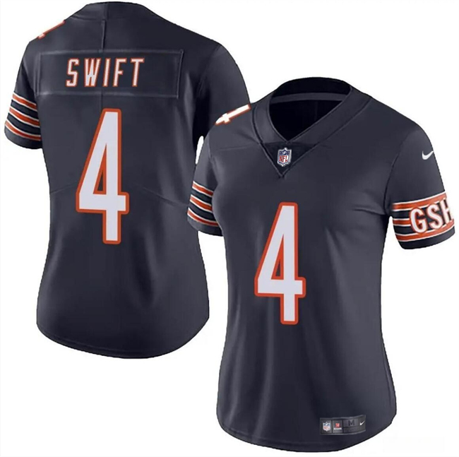 Women's Chicago Bears #4 D'Andre Swift Navy 2024 Vapor Football Stitched Jersey(Run Small)