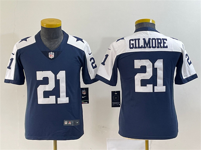 Women's Dallas Cowboys #21 Stephon Gilmore Navy Thanksgiving Limited Stitched Football Jersey(Run Small)