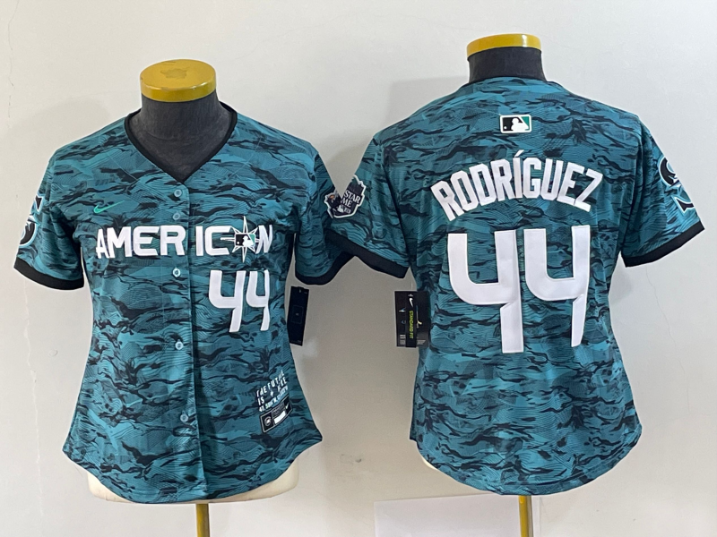 Women's Seattle Mariners #44 Julio Rodriguez Teal 2023 All Star Cool Base With Patch Stitched Baseball Jersey