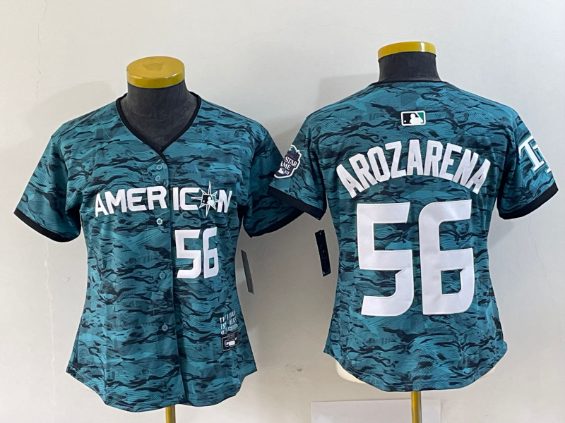 Women's Tampa Bay Rays #56 Randy Arozarena Number Teal 2023 All Star Cool Base Stitched Jersey