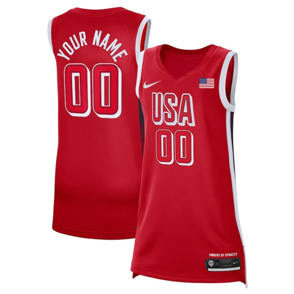 Youth/Women/Men's USA Basketball ACTIVE PLAYER Custom Red 2024 Swingman Stitched Jersey
