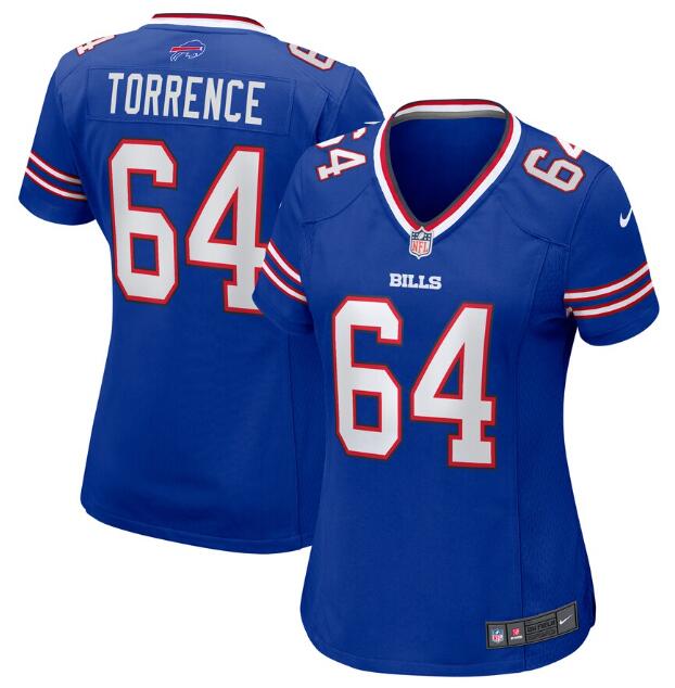 Women Buffalo Bills #64 O'Cyrus Torrence Nike Royal Home Game Jersey