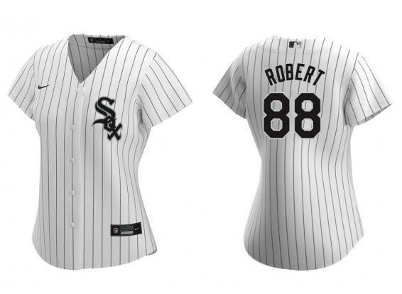 Women Chicago White Sox #88 Luis Robert White Replica Home Women's Jersey