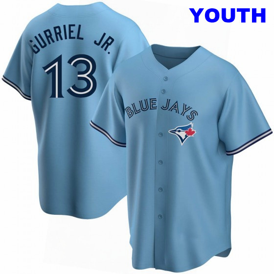 YOUTH TORONTO BLUE JAYS #13 LOURDES GURRIEL JR. BLUE POWDER ALTERNATE JERSEY - REPLICA