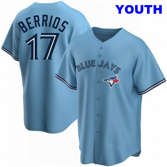 YOUTH TORONTO BLUE JAYS #17 JOSE BERRIOS BLUE POWDER ALTERNATE JERSEY