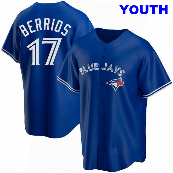 YOUTH TORONTO BLUE JAYS #17 JOSE BERRIOS ROYAL ALTERNATE JERSEY