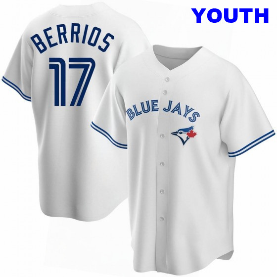 YOUTH TORONTO BLUE JAYS #17 JOSE BERRIOS WHITE HOME JERSEY