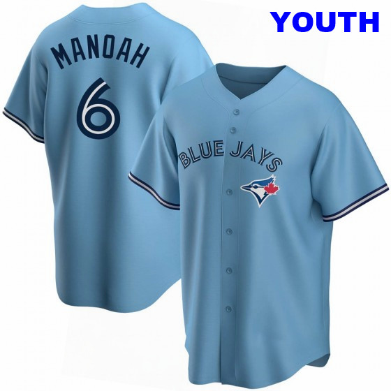 YOUTH TORONTO BLUE JAYS #6 ALEK MANOAH BLUE POWDER ALTERNATE JERSEY