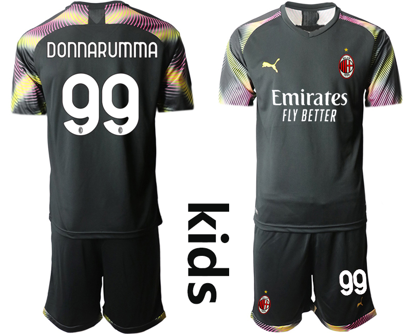Youth 2020-21 AC Milan black goalkeeper 99# DONNARUMMA soccer jerseys