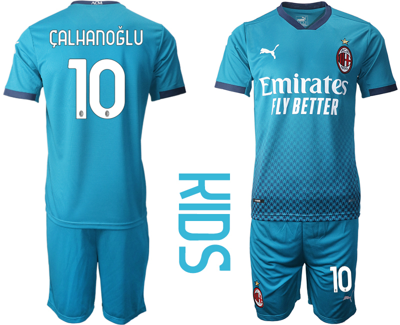 Youth 2020-21 AC milan away 10# CALHANOGLU soccer jerseys
