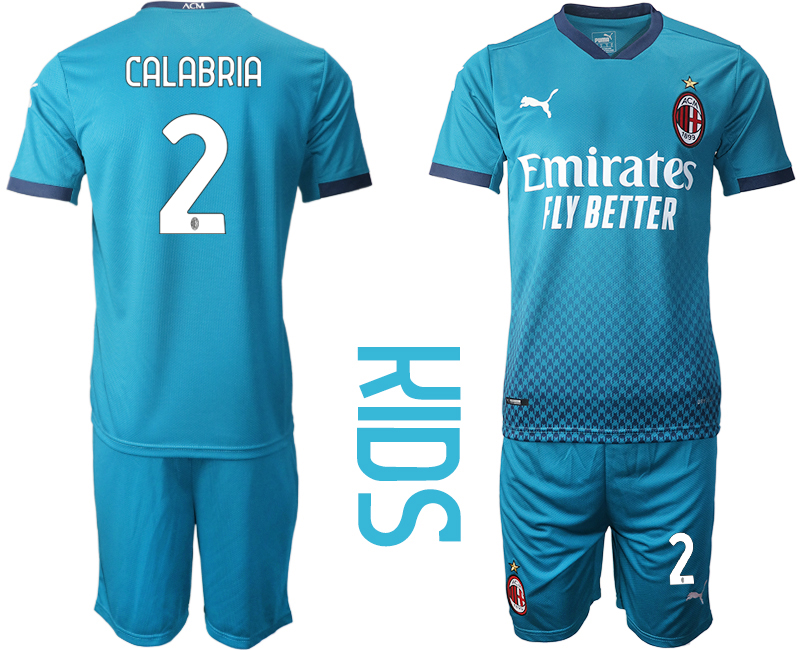 Youth 2020-21 AC milan away 2# CALABRIA soccer jerseys