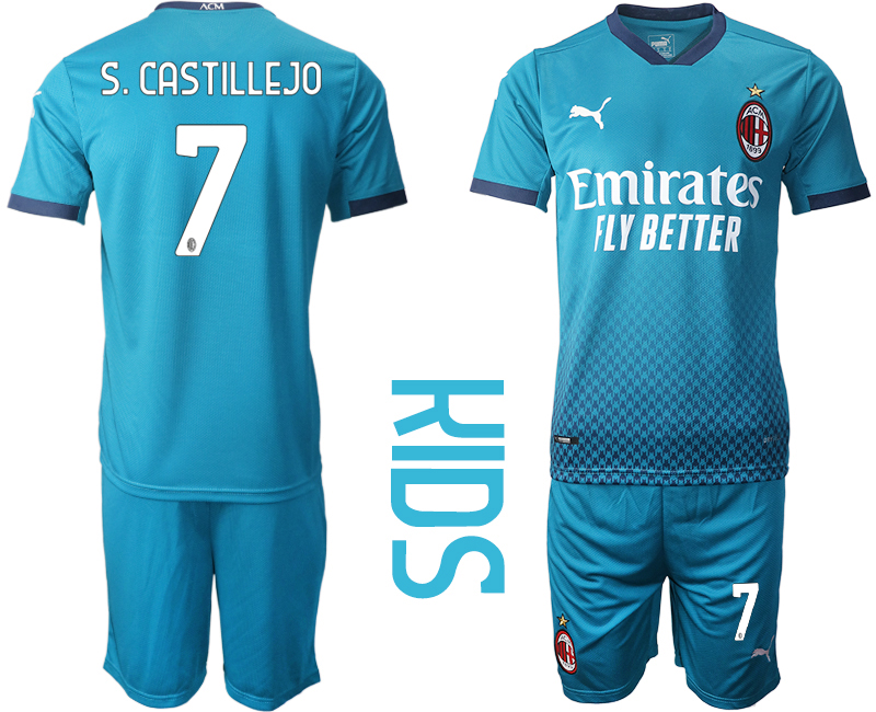 Youth 2020-21 AC milan away 7# S.CASTILLEJO soccer jerseys
