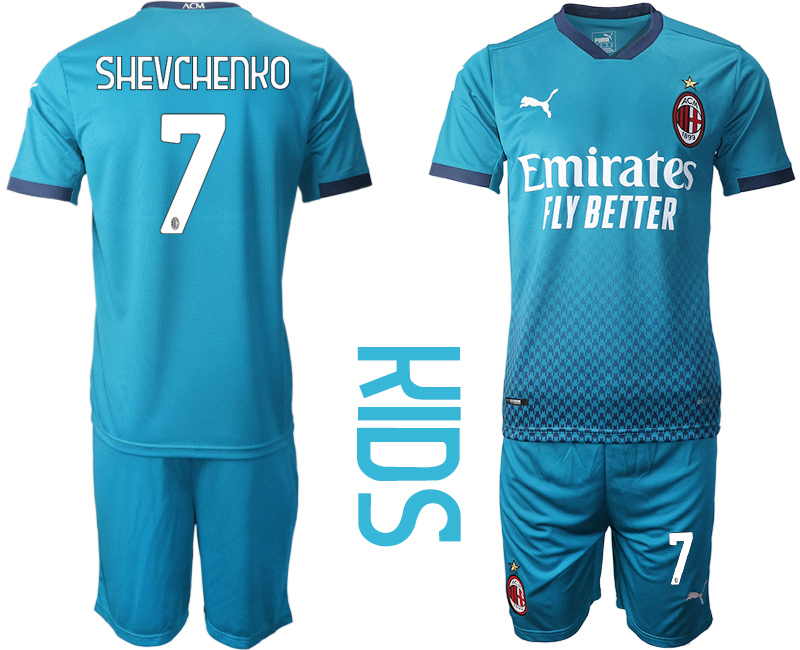 Youth 2020-21 AC milan away 7# SHEVCHENKO soccer jerseys