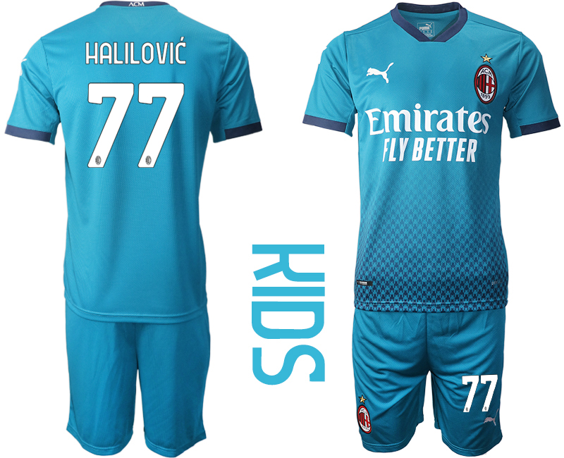 Youth 2020-21 AC milan away 77# HALILOVIC soccer jerseys