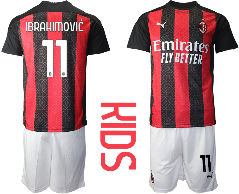 Youth 2020-21 AC milan home 11# IBRAHIMOVIC soccer jerseys
