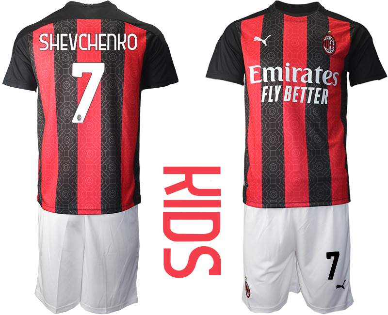 Youth 2020-21 AC milan home 7# SHEVCHENKO soccer jerseys