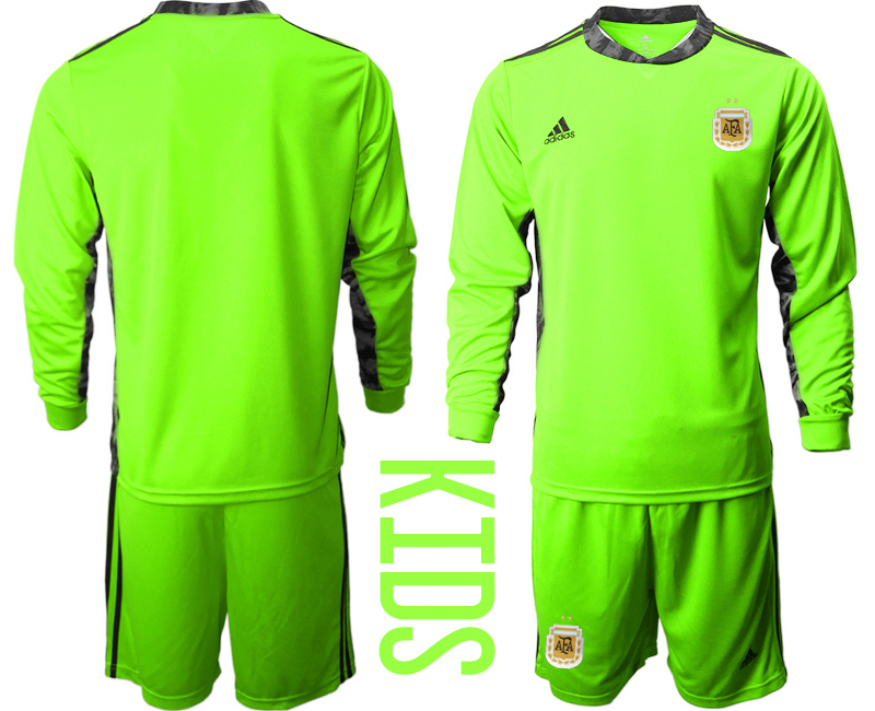 Youth 2020-21 Argentina fluorescent green goalkeeper long sleeve soccer jerseys